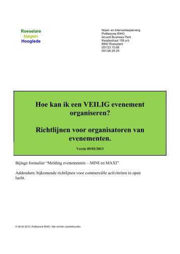 Hoe kan ik een VEILIG evenement organiseren ... - Stad Roeselare