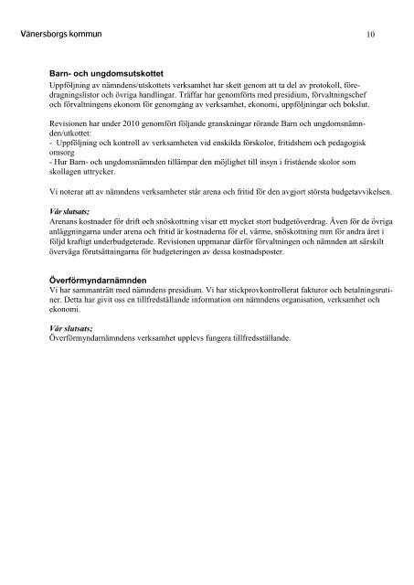 Revisionsberättelse 2010 med redogörelse.pdf - Vänersborgs ...