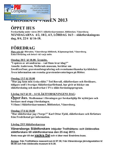 Medlemsnytt februari 2013 - Vänersborgs Släktforskare