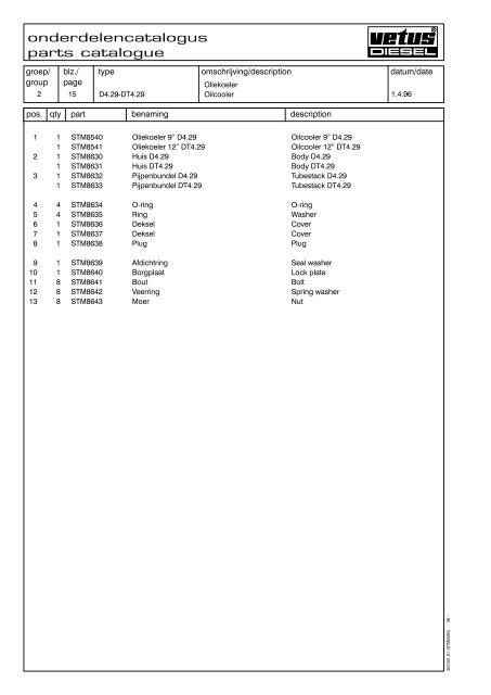 Parts catalogue Marine Diesel Engines - VETUS.com