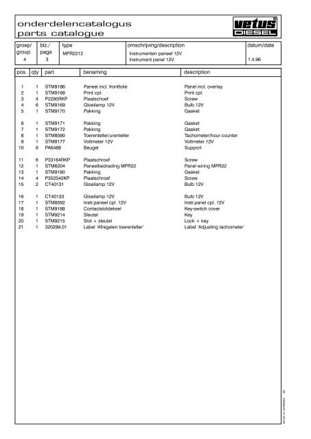 Parts catalogue Marine Diesel Engines - VETUS.com