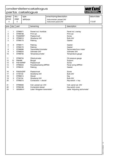 Parts catalogue Marine Diesel Engines - VETUS.com