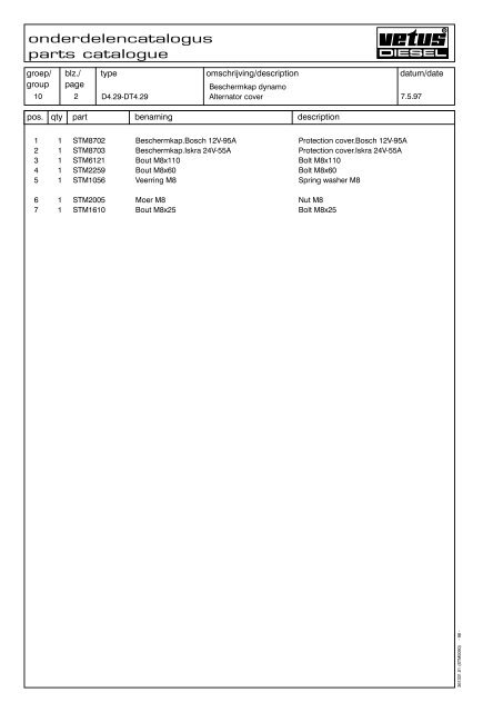 Parts catalogue Marine Diesel Engines - VETUS.com