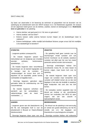 SWOT analyse.pdf - Klare taal rendeert
