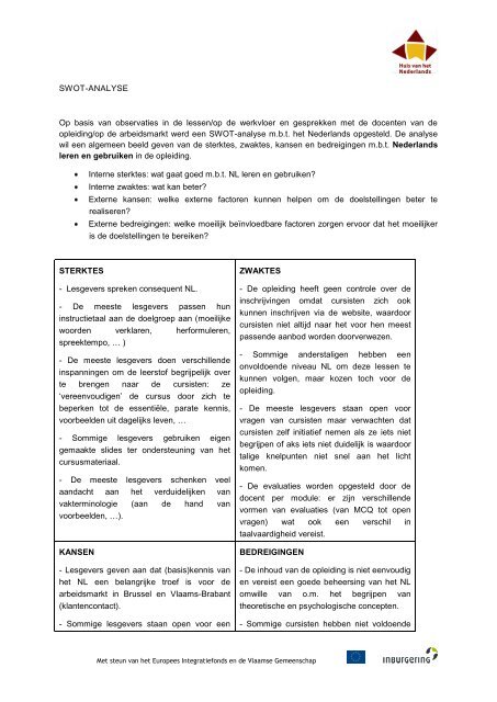 Swot Analyse Pdf Klare Taal Rendeert