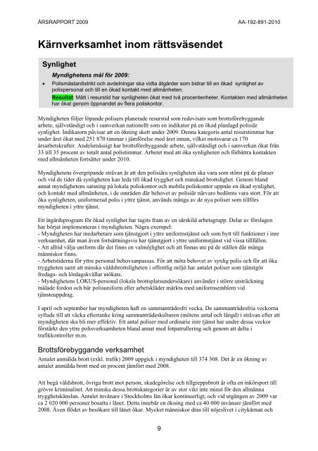 Årsrapport 2009 - Polisen