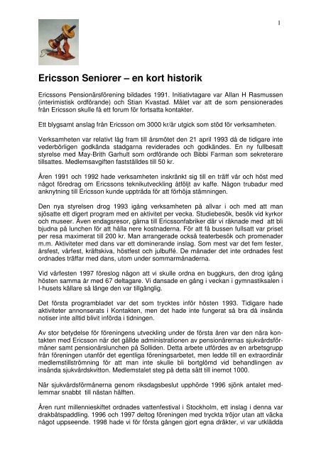 Ericsson Seniorer u2013 en kort historik