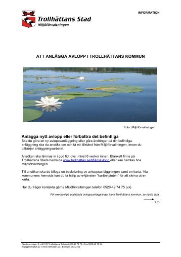 ATT ANLÄGGA AVLOPP I TROLLHÄTTANS KOMMUN Anlägga nytt ...