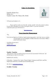 Class 7a Newsletter - Engelska Skolan Norr