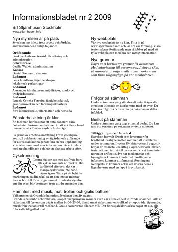 2009 - Informationsblad Nr 2 - Stjärnhusen