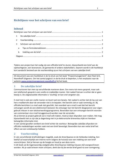 Richtlijnen Voor Het Schrijven Van Een Brief Inhoud - Noordhoff ...