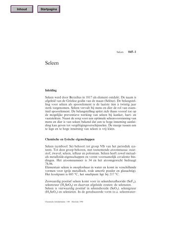 Seleen - Chemische Feitelijkheden
