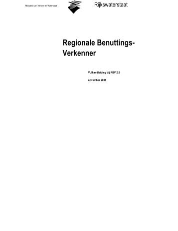 Regionale Benuttings- Verkenner - Rijkswaterstaat