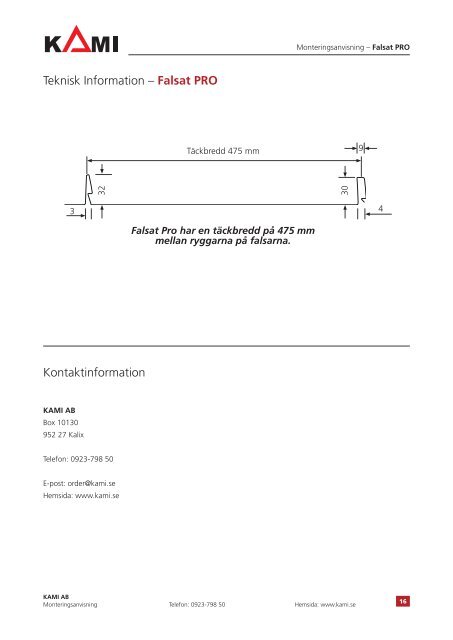 Monteringsanvisning Falsat PRO - Kami