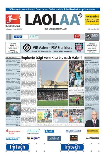 VfR Aalen â FSV Frankfurt Euphorie trÃ¤gt vom ... - SchwÃ¤bische Post