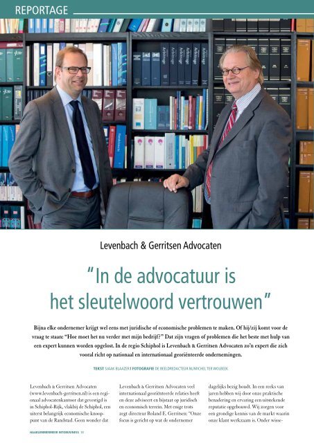 “In de advocatuur is het sleutelwoord vertrouwen” - Levenbach ...