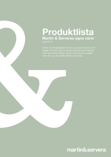 Produktlista - Martin & Servera