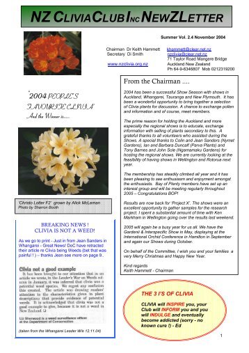 NZCLIVIACLUBINCNEWZLETTER - new zealand clivia club