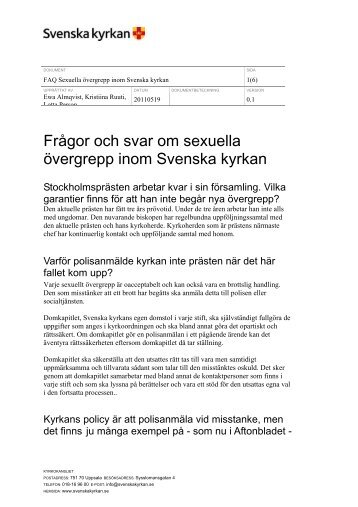 Frågor och svar om sexuella övergrepp inom ... - Stockholms stift