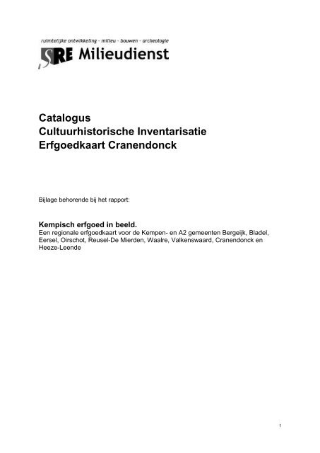 Catalogus Cultuurhistorische Inventarisatie Erfgoedkaart ...
