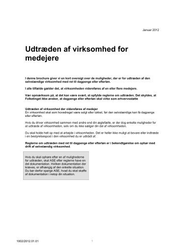 Udtræden af virksomhed for medejere (PDF) - ASE