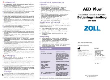Betjeningsmanual til AED Plus hjertestarter - Hjertevagt.dk