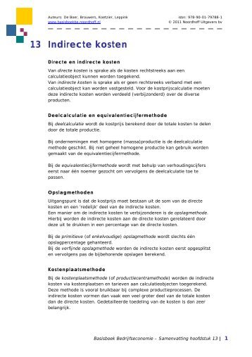 13 Indirecte kosten - Basisboek Bedrijfseconomie - Noordhoff ...
