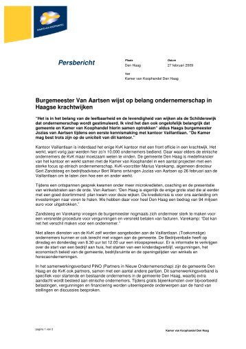 Persbericht Burgemeester van Aartsen - Partners in Nieuw ...