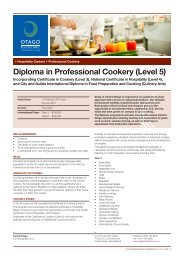 Diploma in Professional Cookery (Level 5) - Otago Polytechnic