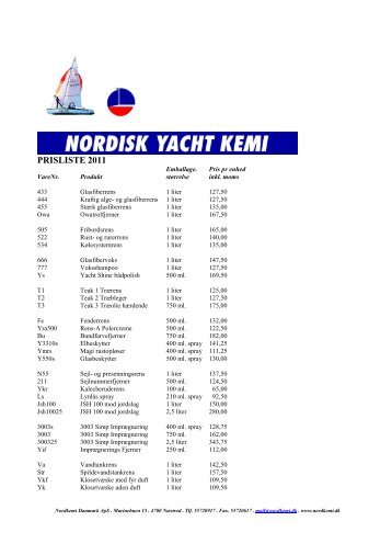 PRISLISTE 2011 - nordkemi danmark aps