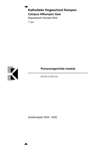 Persoonsgerichte module Katholieke Hogeschool Kempen Campus ...