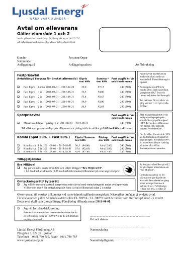 Avtal om elleverans - Ljusdal Energi