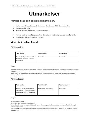 Utmärkelser - Svenska Röda Korset