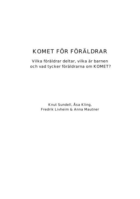 KOMET FÖR FÖRÄLDRAR - Kometprogrammet