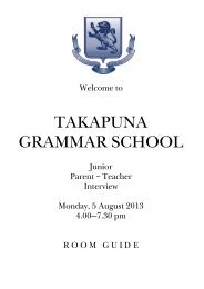 Junior Parent Night Map - Takapuna Grammar School