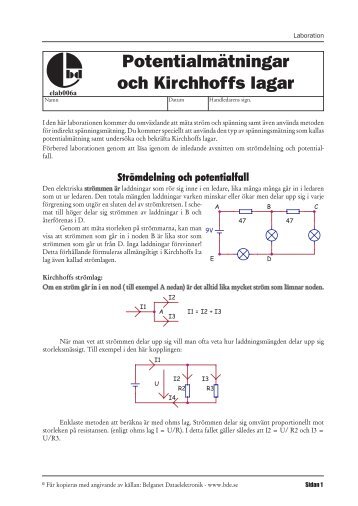 Potentialmätningar och Kirchhoffs lagar - Belganet Dataelektronik