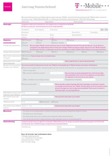 Download aanvraag formulier T-Mobile ... - Gsmweb.nl