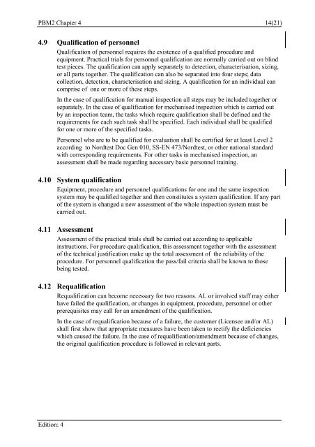 Rules for qualification of NDT systems in Sweden (PDF ... - Vattenfall