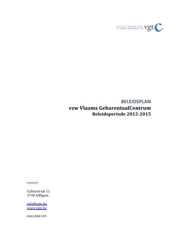 BELEIDSPLAN vzw Vlaams GebarentaalCentrum Beleidsperiode ...