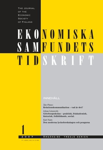 Nummer 1/2007 - Ekonomiska Samfundets tidsskrift