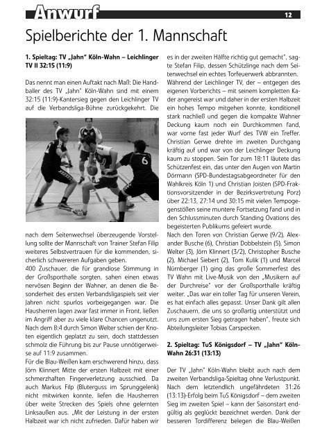 Anwurf - 21.09.2013 - TV Köln-Wahn vs. HSV Bocklemuend