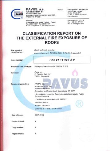 PAVUS, FATRAFOL P916, B ROOF (t1)