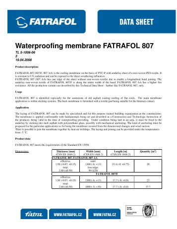 Waterproofing membrane FATRAFOL 807
