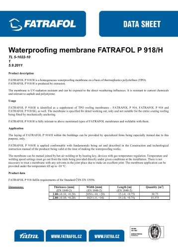 Waterproofing membrane FATRAFOL P 918/H