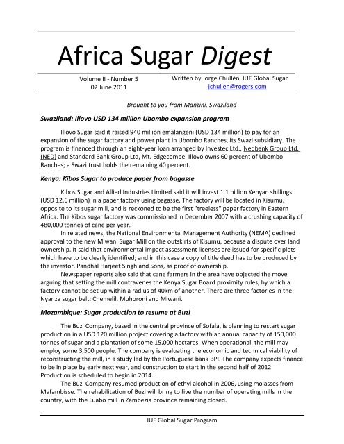 Africa Sugar Digest vol2: Number 5 - Food and Allied Workers Union