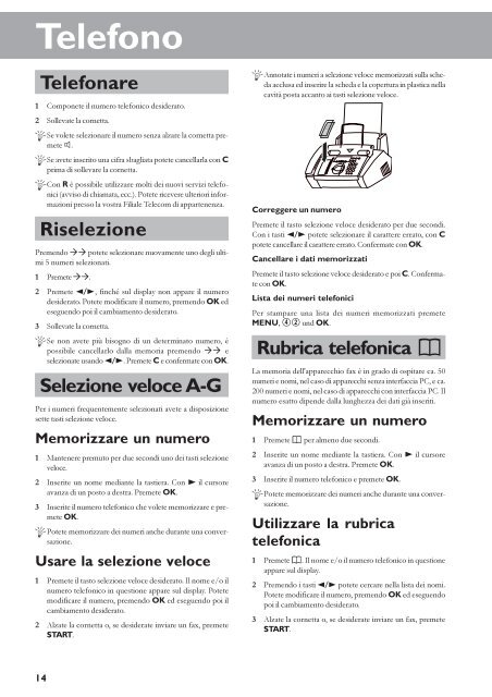 User-Manual Philips Faxjet 325/355 italiano - Fax-Anleitung.de