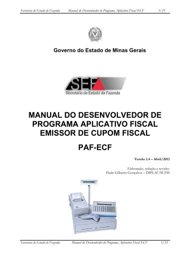 Manual do Desenvolvedor de Programa Aplicativo Fiscal