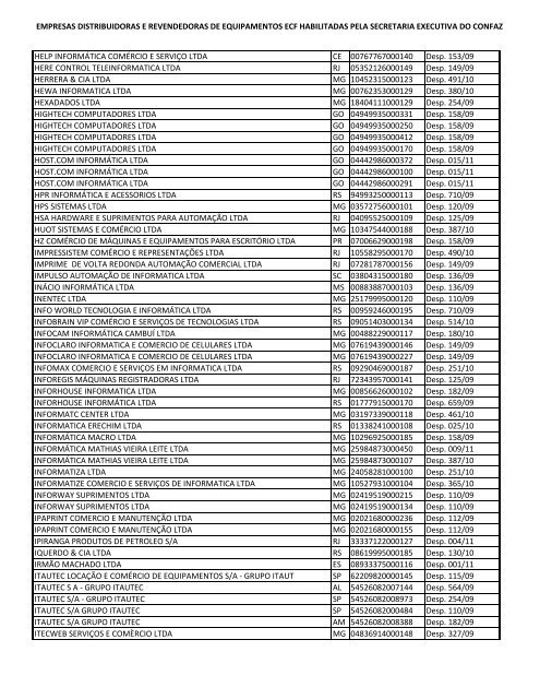 empresas distribuidoras e revendedoras de equipamentos ecf ...