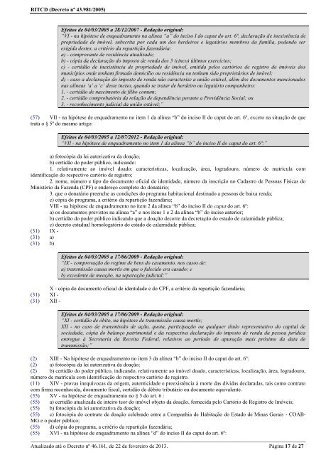 Regulamento ITCD - Decreto 43.981/2005 - Secretaria de Estado de ...