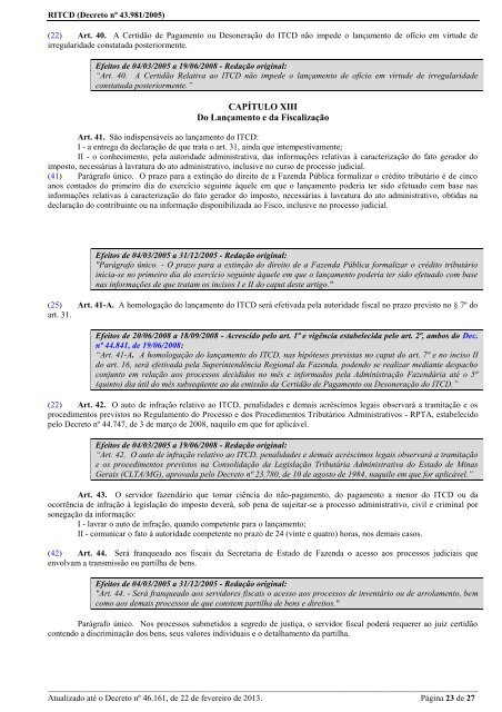 Regulamento ITCD - Decreto 43.981/2005 - Secretaria de Estado de ...